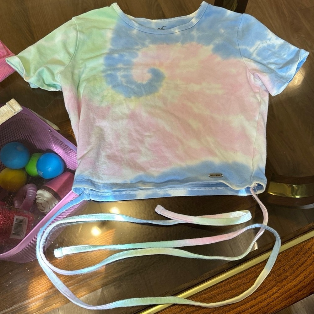 Tie-dye wraparound crop top